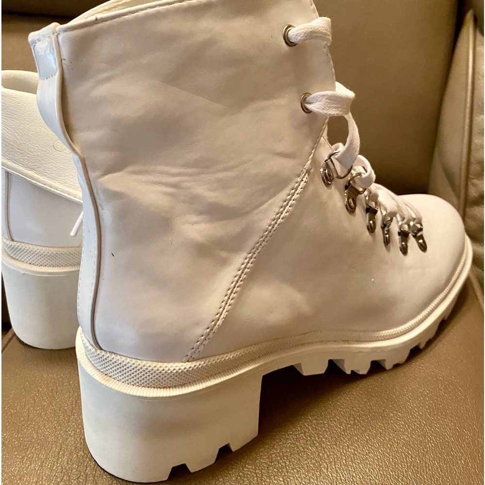 White Leather Chunky Platform Boots